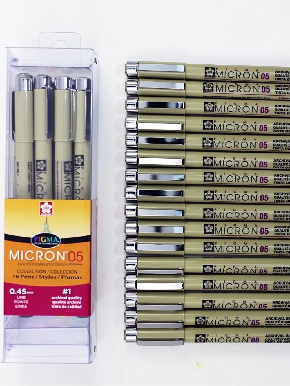 Sakura Pigma Micron 05 Colored Pens, 16-Piece Set